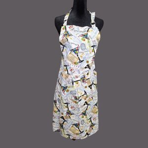 Now Designs Epicurean Cocktail Bib Apron One Size Cotton USA Martini Print Olive